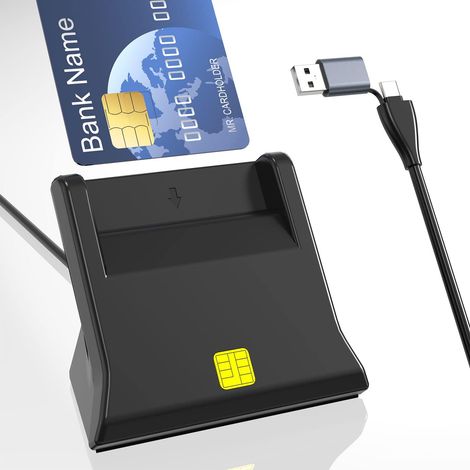 Lecteur de Carte d'Identité Belge USB-C/A Externe pour Puce Signature Numérique et SIM Compatible Windows/Linux Plug & Play (1/5)