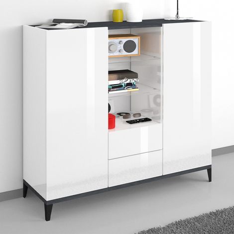 Credenza Alta per Soggiorno 120x40x132,5 Bianco Ardesia (1/5)