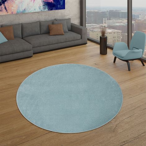 Wohnzimmer Teppich Kurflor Unifarbendes Design Modern Und Zeitlos 120 cm x 120 cm x 12 mm Türkis Rund (1/5)