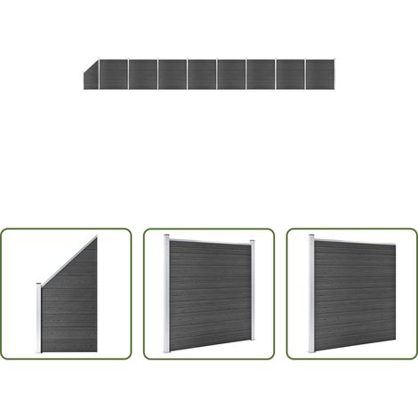 WPC Zaun -  Zaunelement Set WPC 1484x(105-186) cm Schwarz