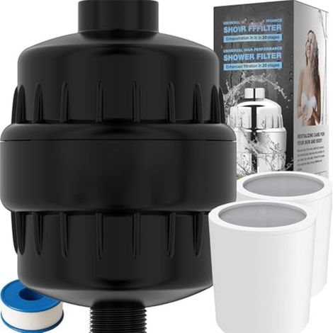 Filtre de Douche, purificateur d'eau Dure de Salle de Bains, Filtre de Pomme de Douche à Haut rendement noir