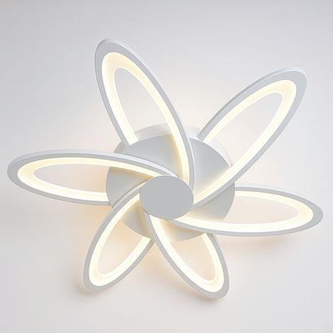 Plafoniera LED Soffitto 59W Design Artistico, 4720 Lumen, Luce Calda, Fredda, Naturale, Fascio 300°, Alluminio Bianco e ABS, Moderna per Salotto e Camera