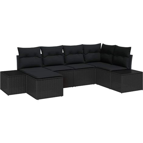 Maison Exclusive - Garten-Sofa-Set mit Kissen 6 pcs Schwarz Poly-