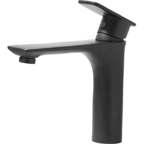 Robinet de cuisine Robinet de lavabo de salle de bains chaude et froide, robinet d'évier noir mat, mélangeur d'eau de grue en laiton à levier(Black short) (1/5)