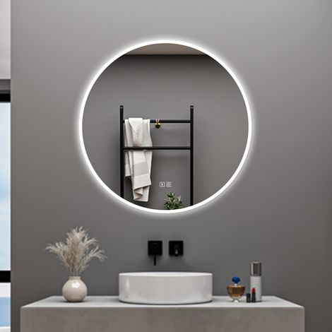 AICA Specchio da bagno 70 x 70 cm, blue tooth, 3 colori, antiappannamento, dimmerabile, interruttore touch, Funzione Memoria (1/5)
