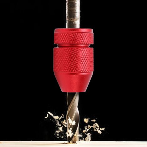 Collier d'arrêt de perceuse réglable en alliage d'aluminium, anneau intérieur en Nylon antidérapant rouge pour le travail du bois pour embout de 0.04 à 0,2 pouces (1/5)