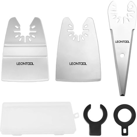 Lot de 6 lames de grattoir oscillantes universelles pour outil multifonction – Racloirs flexibles incurvés coniques avec adaptateurs pour racler, couper, enlever la peinture, le calfeutrage (1/5)