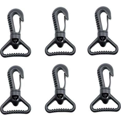 Mousquetons en plastique, mousqueton pivotant en plastique pour porte de poussée - Mousqueton rotatif - Mousqueton rotatif - Fermoir à boucle pour sangle, Noir（2.5cm）