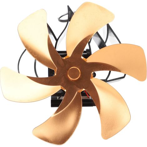 Ventilateur de poêle à bois 6 pales, silencieux, suspendu au conduit, cheminée, mural, or, écologique (1/5)