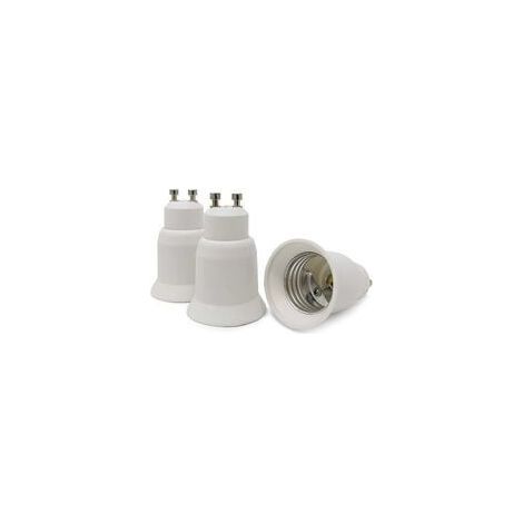 Lot de 3 adaptateurs de culot de lampe - Blanc - Culot GU10 vers E27 - Adaptateur de douille pour ampoule LED halogène à faible consommation d'énergie (1/2)