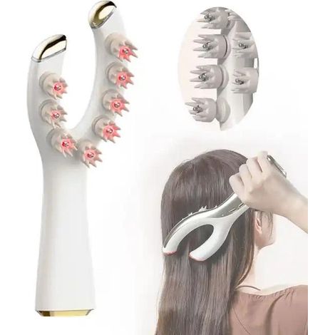 Massagekamm, EMS-Mikrostrom-Massagegerät mit Rotlicht, elektrischer Massagekamm, Kopfhautmassagegerät, weiß - AquaForge (1/5)
