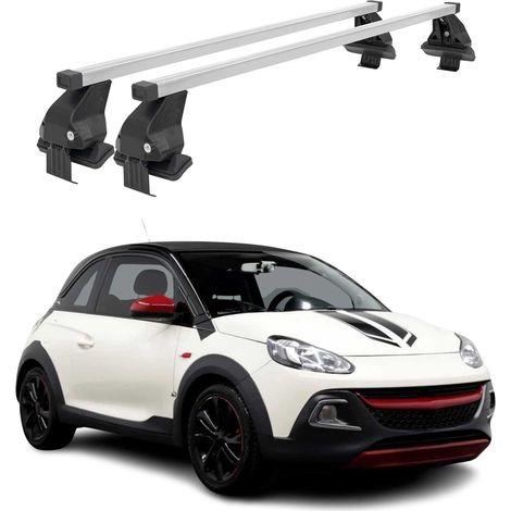 OMAC Dachträger Querträger Stahl für Opel Adam 2013-2019 – Abschließbar – City-Crash-getestet – DIN 75302:2019 – ISO/PAS 11154:2006 – Max. 50 kg Silber (1/5)