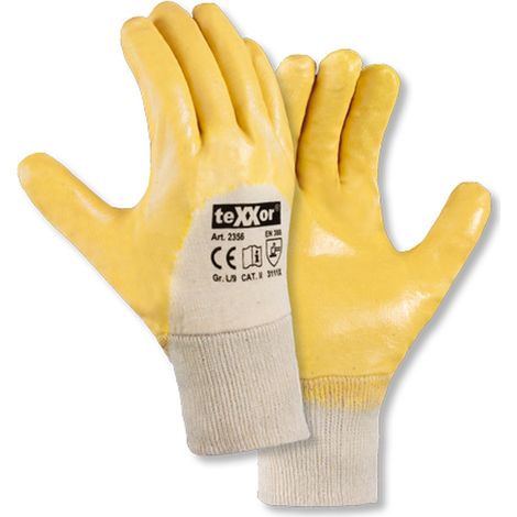 teXXor® Nitril-Handschuhe (¾-beschichtet) STRICKBUND, Gelb/Beige (1/5)