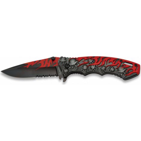 Coltello pieghevole Martínez Albainox skull-flames alluminio acciaio inox 8.2 cm