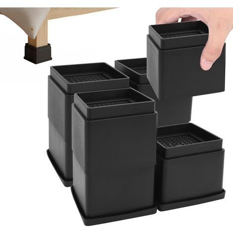 Set mit 8 verstellbaren Möbelfüßen (5 cm, 10 cm, 15 cm) – stapelbar – Tischbeinverlängerungen, Bettbeinerhöhungen, rutschfeste Sofabeinerhöhungen (1/5)