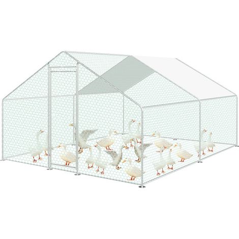 Randaco Casetta del pollo 3x4x2 m recinzione XXL recinzione in acciaio zincato bloccabile piccolo animale gabbia del pollo (1/5)
