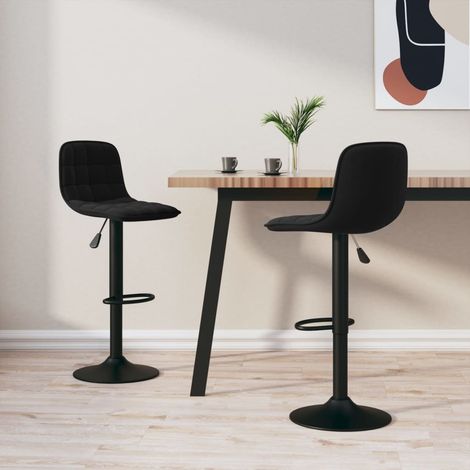 Lot de 2 Tabourets de bar Tabourets Chaises Hauts pour Cuisine, Bar Noir Velours -QS51524 (1/4)