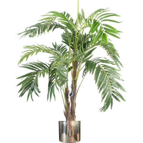 120cm Premium Artificial palm tree with pot with Silver Metal Planter (1/4)