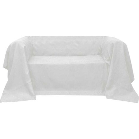 Micro-Suede Sofaüberwurf Tagesdecke Creme 210 x 280 cm (1/2)