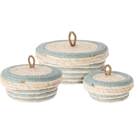 Home-Styling Kollektion Set aus bunten Aufbewahrungsgläsern aus natürlichem Stroh (1/4)