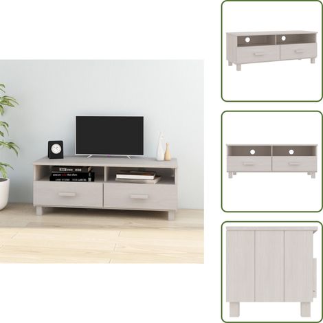 Armadio con cassetti - vidaXL Mobile TV HAMAR Bianco 106x40x40 cm in Legno Massello di Pino - Armadio con scomparti