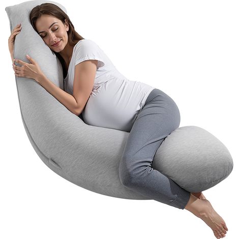 VEVOR Coussin de Grossesse, Forme L, Oreiller de Maternite pour Femmes Enceintes, Oreiller Soutien Ergonomique Doux Respirant avec Housse Lavable, pour Dormir Cote, Soutien Tete, Cou, Ventre, Jambes