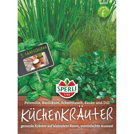 Sperli – Herbes de cuisine : persil, basilic, ciboulette, roquette, aneth – 5 disques de semis (1/2)