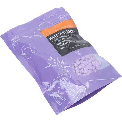 Paillettes perlées d'épilation dure violet taro 3.5oz pour visage, bikini, jambes, aisselles (1/5)