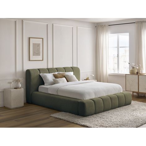 BOBOCHIC - Lit coffre DENALI tissu bouclette 160x200 Vert (1/5)