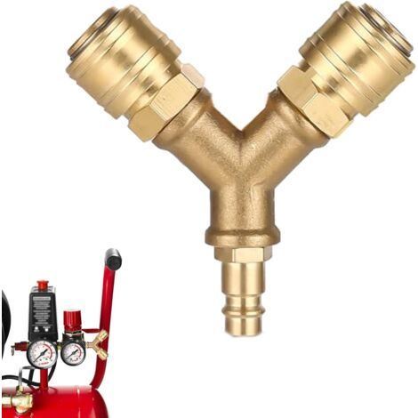 Schnellkupplung für Druckluft, Zubehör für Luftkompressoren, Druckluftverteiler, 1/4-Zoll-2-Wege-Druckluftkupplungen, Y-Schlauchverbinder - (1/5)