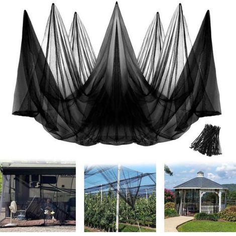 Moustiquaire extérieure 3x6 m - Noir - Protection anti-insectes - Polyester 40D - Respirant HBCL (1/3)