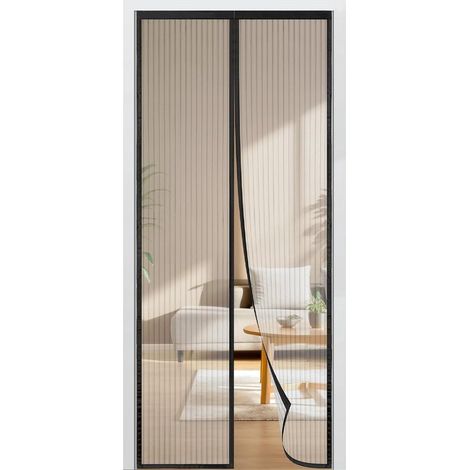 Magnetisches Insektenschutzgitter für Drehtüren 90 x 205 cm，Insektenschutzgitter für Türen，geeignet für Balkon，kein Bohren erforderlich (schwarz)
