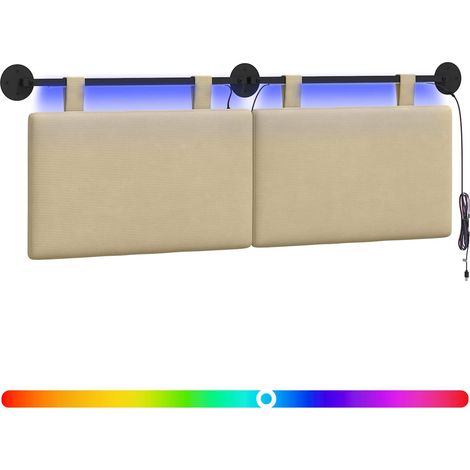 Hanging Headboard Light Green Grey Corduroy Fabric vidaXL