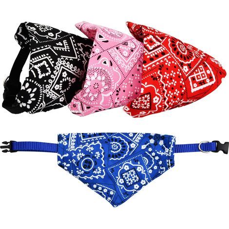 Lot de 4 bandanas pour chien, style bohème, avec tour de cou triangulaire et sangle ajustable, pour chiens et chats de petite, moyenne et grande taille. (1/5)