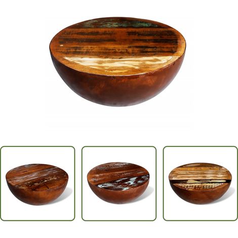 Bois de récupération - Table basse Forme de bol avec base en acier Bois recyclé (1/5)