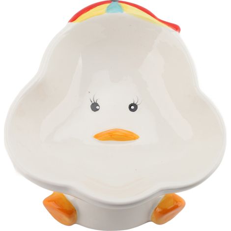 Multifunktionale, kippsichere Keramik-Snackschale mit Cartoon-Tiermotiven, schräges Design, breite Futterschale für Haustiere (1/5)