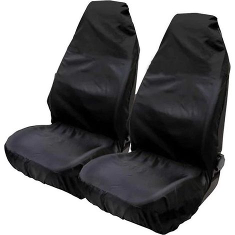 Coprisedili auto impermeabili per uso universale (confezione da 2) 132 x 54 cm Nero (1/4)
