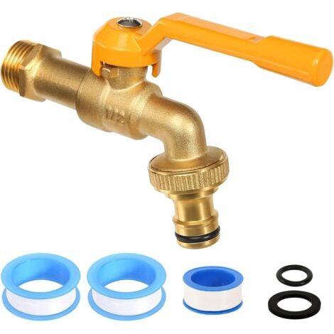 1/2 Inch Garden Tap, Outdoor Frost-Resistant Brass Ball Valve -20℃, Heat Resistant 120℃, Premium Outdoor Tap with Hose Fittings (1/5)