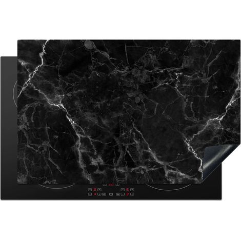 Induction Hob Protector Marble - Black - White - Texture - Marble look 81.6x52.7 cm