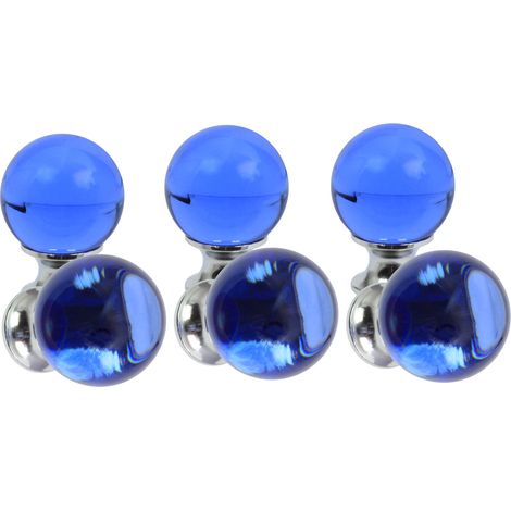 Domino Elegante Crystal D Möbelknopf 30mm in Chrom & Blau 6 Stück (1/5)