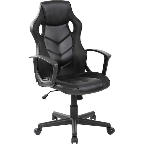 Rebecca Mobili Gaming-Stuhl Bürostuhl aus schwarzem Kunstleder