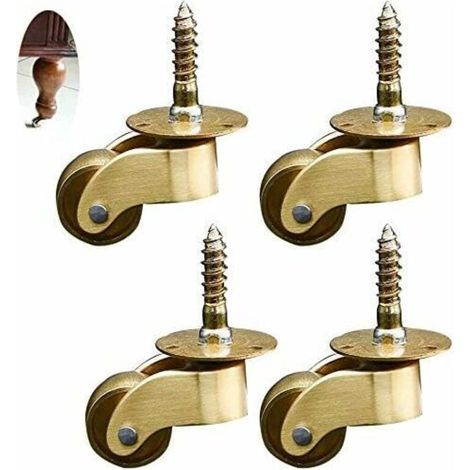 4x Lenkrollen, Messing-Möbelrollen, Transportrollen, Lenkrollen, geräuscharmes Lager, für Möbel, Geräte und Ausrüstung, kleine Mini-Rollen