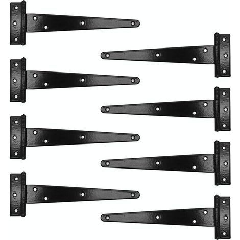 AIDUCHO Juego de 8 bisagras en T de alta resistencia para cobertizos de jardín de madera y acero inoxidable, color negro, 20,3 cm (1/5)