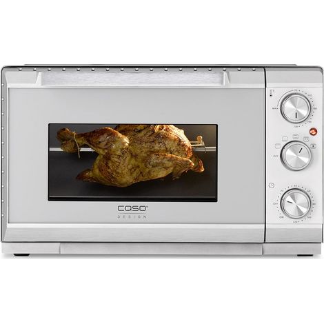 CASO TO 20 SilverStyle - Forno di design, 20 litri, 3 livelli di alloggiamento, 70 – 230 °C, 5 funzioni: aria calda, spiedino girevole con motore, calore superiore, calore inferiore, calore superiore (1/5)