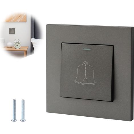 16A 220-250V Waterproof Outdoor Doorbell Switch Wired Tempered Glass Grey With screw recessed press button,flame retardant,quick screw mount,suitable home hotel outdoor use,easy installation (1/5)