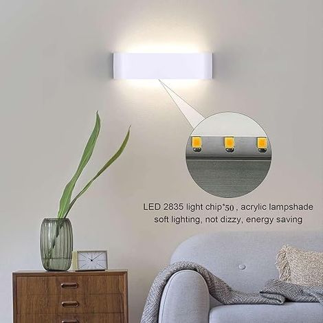 Applique Murale Interieur LED 16W Blanc Neutre 4000K Lampe Murale Aluminium Luminaire Mural Moderne pour Chambre Salon Couloir Escalier Hôtel Hall d'Entrée Enfant (1/4)