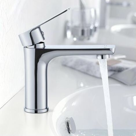 Mitigeur Lavabo Robinet Salle Bain Robinet Lavabo pour Salle de Bain Réglable à Chaud et à Froid Robinet Chromé Acier Inox (1/4)