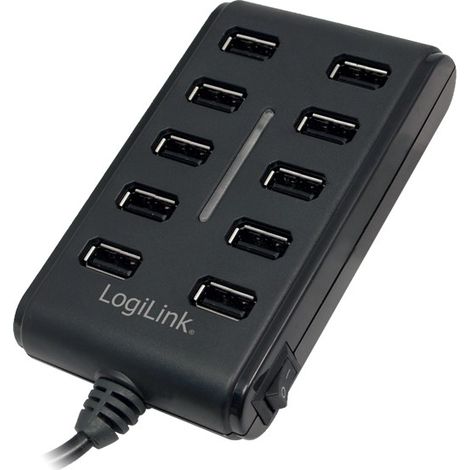 Logilink UA0125 USB Hub 10-Port USB2.0 with power adapter 3.5A,  Logilink