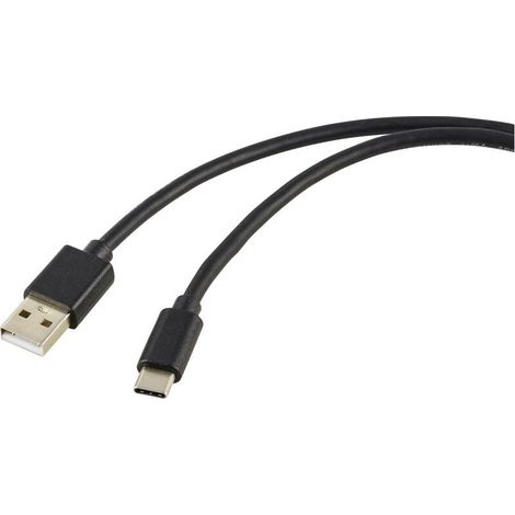 Câble de charge USB USB 2.0 USB-A mâle, USB-C® mâle 1.80 m noir gaine en PVC RF-5771532 C634882 (1/4)