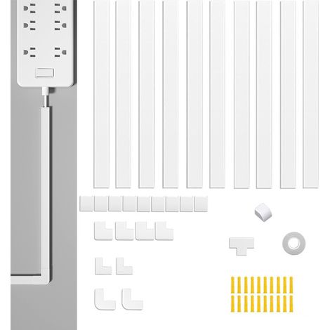 Goulotte Passe-Câbles, Cache Câbles pour Fils au Mur, Cache Fil Electrique Peut Se Peindre, Découpables, Autocollant - 10 x 24mm(Largeur) x 14mm(Hauteur) x 40cm(Longueurs) - Blanc (1/5)